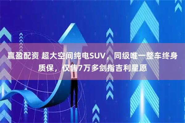 赢盈配资 超大空间纯电SUV，同级唯一整车终身质保，仅售7万多剑指吉利星愿