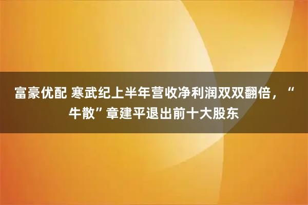 富豪优配 寒武纪上半年营收净利润双双翻倍，“牛散”章建平退出前十大股东